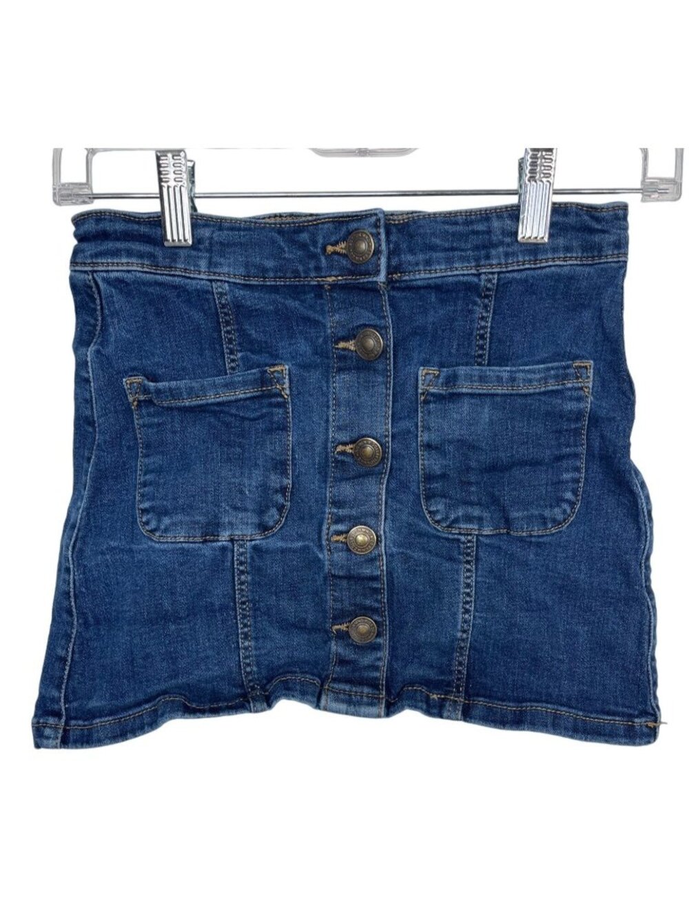 Mango Girls Size 11 12 Denim Skirt Button Front Dark Wash Jean